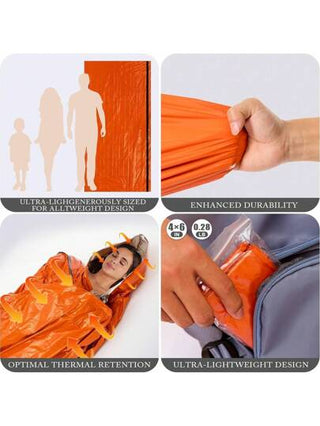 كيس نوم للمناجاة ، 83.86 بوصة * 35.83 بوصة ، حقيبة حرارية ، خفيفة الوزن ، وبطانية مدمجة للتخييم والرحلات والأنشطة الخارجية والسفر