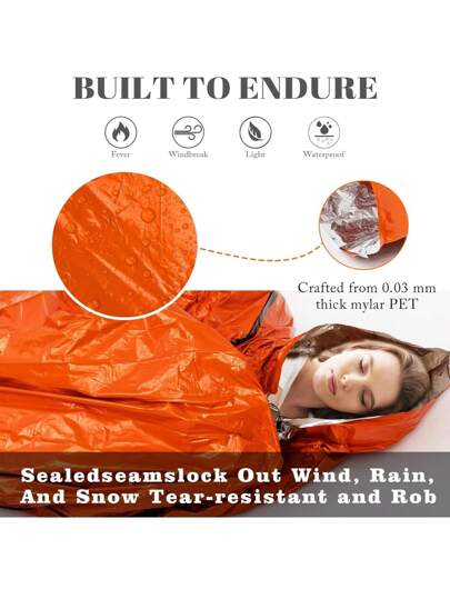 كيس نوم للمناجاة ، 83.86 بوصة * 35.83 بوصة ، حقيبة حرارية ، خفيفة الوزن ، وبطانية مدمجة للتخييم والرحلات والأنشطة الخارجية والسفر