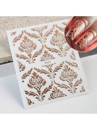 30 قطعة/مجموعة ملصقات أظافر دانتيل ثلاثية الأبعاد 30 ورقة متنوعة لا تتكرر، لاصقة ذاتياً، لتزيين الأظافر، ملصقات أظافر باللون الذهبي الوردي