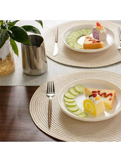 6 قطع من حصائر المائدة المنسوجة بالبولي بروبلين بقطر 15 بوصة، حصائر مائدة مصنوعة يدويًا ، حصائر زخرفية عازلة للحرارة ، حصائر مائدة مستديرة مقاومة للزيت والانزلاق ومقاومة للحرارة على الطراز الأوروبي ، حوامل أطباق/أوعية/أكواب للمطبخ والمنزل ، متوفرة...