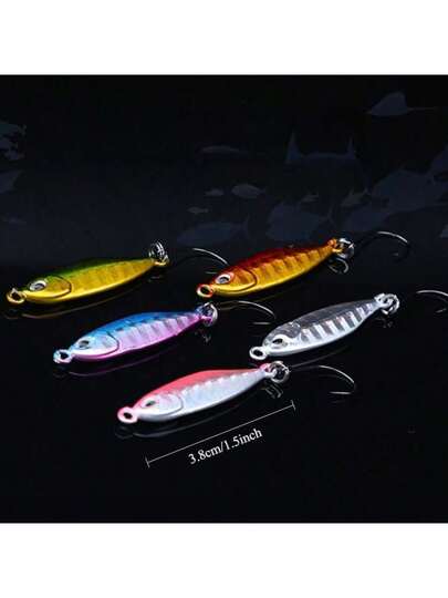 خمس قطع / مجموعة ، طعوم صيد السمك الخفيف بوزن 5.5 جم، بطول 3.8 سم، طعوم لقذف الصيد في مياه البحر المالحة