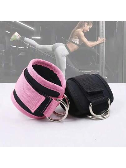 1 قطعة / 1 زوج أربطة الكاحل القابلة للتنفس لأشرطة المقاومة - قابلة للتعديل ، أصداف قدم اللياقة البدنية متينة باللون الوردي والأسود - مثالية لتايكوندو ، تقوية عضلات الساق ، تمارين الحوض ، ممارسة الساق