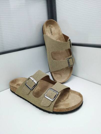 صندل كاجوال مزود بشريطين ومشبكين مضاد للانزلاق ومناسب للماء، مع دعم للكعب ، سطح قاع فلين طري، صندل لارتدائه بانزلاق مناسب للاستخدام في الصيف والعطلات الشاطئية ، نعال يمكن ارتداؤها من الجنسين