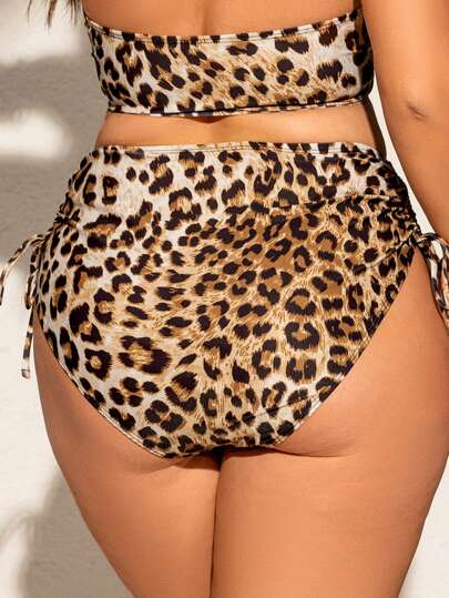 SHEIN Swim Curve قطعة سفلية للملابس السباحة بطبعة نمري المقاسات الكبيرة، جذابة وعملية للرياضة والكاجوال والعطلات الشاطئية، صيفية