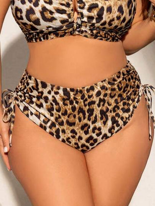 SHEIN Swim Curve قطعة سفلية للملابس السباحة بطبعة نمري المقاسات الكبيرة، جذابة وعملية للرياضة والكاجوال والعطلات الشاطئية، صيفية