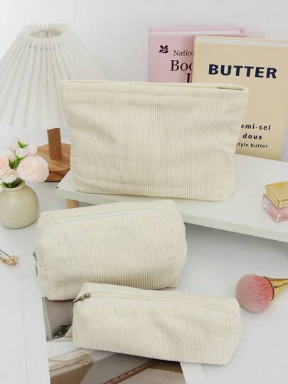 1 حقيبة مكياج أبيض نقي ناعم وعصري ذات سعة كبيرة وسوست للسفر والعطلات، أساسيات التجميل للفوط الصحية والقطن والسماعات والشاحن والأحمر الشفاه والعطور ومنتجات العناية بالبشرة والجمال، ديكور المنزل، هدايا الأم والنساء والممرضات والطالبات، مفاتيح