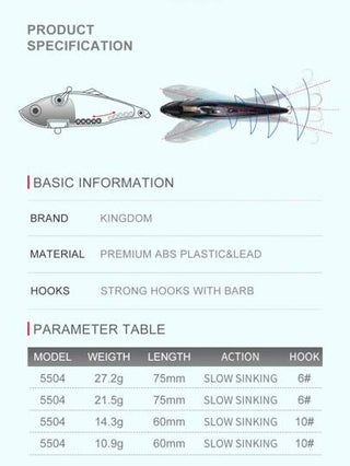 KINGDOM طُعم صيد السمك من الطراز Kingdom، غاطس بمقاس 60 مم و75 مم، طُعوم اصطناعية ذات تأرجح جيد، طُعوم سباحة صلدة ملائمة لصيد الجليد