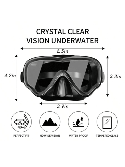 قناع الغوص للبالغين - قناع زجاجي مقوى من قطعة واحدة، واقي مضاد للضباب والماء للرياضات المائية والخارجية وسباحة