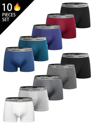 EasyFave 10 قطع/ مجموعة ملابس داخلية رجالية بخصر من الأحرف