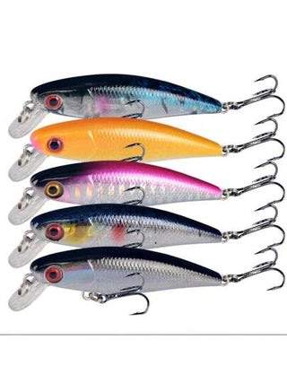 1/5 طعم صيد سمك طري من نوع المينو الحيوي بطول 6.5سم و وزن 4جم بتصميم جبل الجمل ب- 5 ألوان مائية عذبة