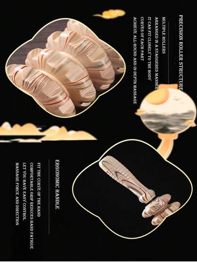 قطعة واحدة جهاز تدليك صيني تقليدي يدوي مصنوع من الخشب، أسطوانة تروس لعلاج المسالك الحيوية، الرياضة، تمارين اليوغا/البيلاتس، أداة تدليك كامل الجسم للكتف، الرقبة، الظهر، البطن للرجال والنساء