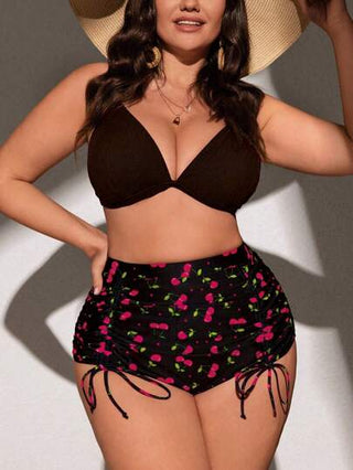 Swim Mod تنورة من البكيني للنساء ذوات الأحجام الكبيرة بطبعة الكرز، مربوطة بسحاب للاستخدام في الشاطئ في فصل الصيف
