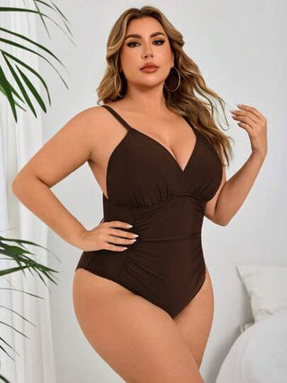 Swim Lushoire بدلة سباحة من قطعة واحدة للمقاسات الكبيرة، باللون الأسود مبرمة الخصر، تصميم بسيط للنساء، مناسب للاستخدام اليومي والإجازات والشاطئ