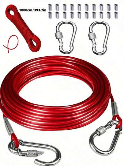 كابل معدني مجدول من الصلب المقاوم للصدأ ، مزود بأطراف حلقية ، مناسب لأنظمة سياج السطح ، حزم التعليق الخارجية ، أسوار الحديقة ، أربطة الكلاب ، خطوط خيام التوتر