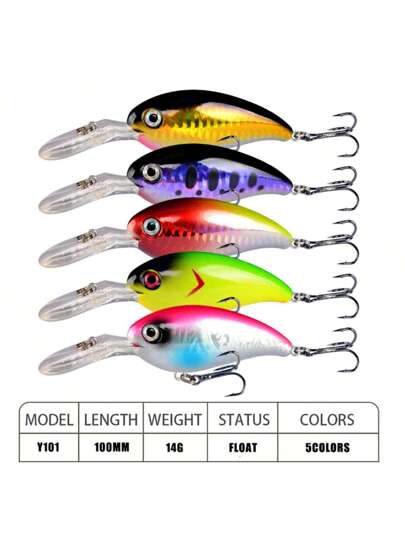 5 حبات طعوم صيد سمك القاع والبلطي سطحي صلب ، طعوم صيد سمكية 10 سم / 14 جرام حيائية