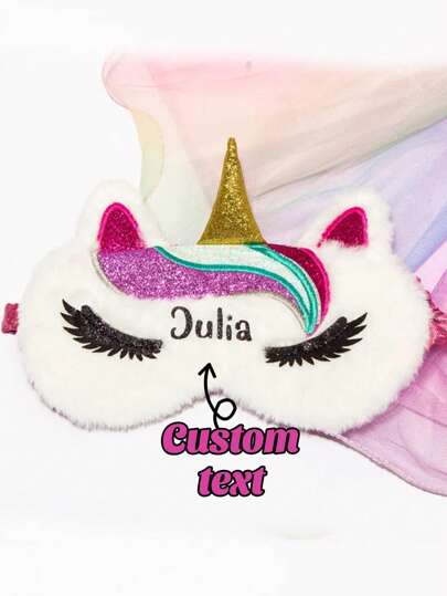 1 قطعة قناع نوم مزخرف بطباعة وحيد القرن مذهب حسب الطلب للأطفال، قناع عين مخصص للبنات، قناع نوم وحيد القرن، هدايا مخصصة للبنات، هدايا حفلات المبيت، أقنعة مخصصة، مناسبة للاستخدام اليومي