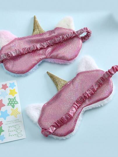 1 قطعة قناع نوم مزخرف بطباعة وحيد القرن مذهب حسب الطلب للأطفال، قناع عين مخصص للبنات، قناع نوم وحيد القرن، هدايا مخصصة للبنات، هدايا حفلات المبيت، أقنعة مخصصة، مناسبة للاستخدام اليومي