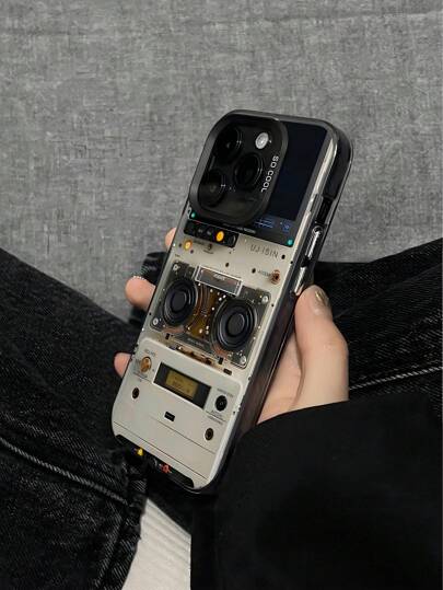 قضية هاتف بتصميم الراديو قطعة واحدة، نمط بسيط، طراز قديم، غطاء حماية الكاميرا مضاد للسقوط بملمس مطفي، متوافق مع 11، 12، 13، 14، 15، 16 برو ماكس، X، XS، XR، 16E، 15 بلس، Galaxy A03، A05، A05S، A12، A14، A15، A32 4G/5G، A35، A52/A52s 5G، OPPO A16، A17، A36،