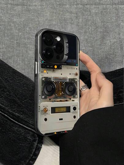 قضية هاتف بتصميم الراديو قطعة واحدة، نمط بسيط، طراز قديم، غطاء حماية الكاميرا مضاد للسقوط بملمس مطفي، متوافق مع 11، 12، 13، 14، 15، 16 برو ماكس، X، XS، XR، 16E، 15 بلس، Galaxy A03، A05، A05S، A12، A14، A15، A32 4G/5G، A35، A52/A52s 5G، OPPO A16، A17، A36،