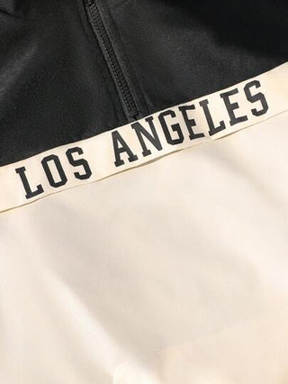 جاكيت كاجوال كم طويل بسوستة من النصف وطباعة حرفية عصرية مع تباين الألوان مناسب للمراهقين