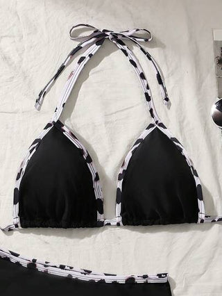 Swim Vcay طقم بيكيني للمرأة من 3 قطع المقاس الكبير، بتصميم لافت باللون الأحادي، مع ربطة أمامية وتشكيلة متنوعة من الأسفل، متعدد الاستخدام للشاطئ والعطلات الصيفية