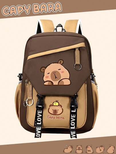 مجموعة مكونة من 3 قطع: حقيبة ظهر ، حقيبة حمل ،وحقيبة أقلام ذات موضوع كابيبارا جذاب. مصنوعة من النايلون، مع إغلاق سحري، وحجرة للوحات وجيوب متعددة. ملاحظة: اللون عشوائي.