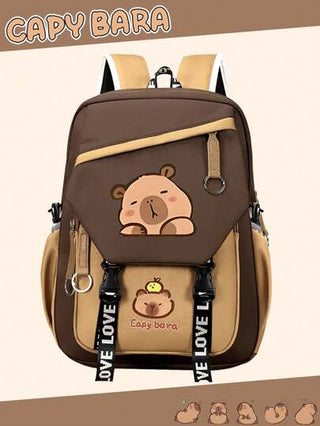 مجموعة مكونة من 3 قطع: حقيبة ظهر ، حقيبة حمل ،وحقيبة أقلام ذات موضوع كابيبارا جذاب. مصنوعة من النايلون، مع إغلاق سحري، وحجرة للوحات وجيوب متعددة. ملاحظة: اللون عشوائي.