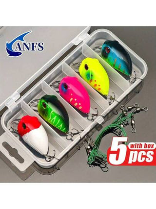 5 قطع طعم صيد كرانك مع علبة تخزين، تصميم واقعي لطعم الصيد مع الاكسسوارات، هدية صيد رائعة للصيادين