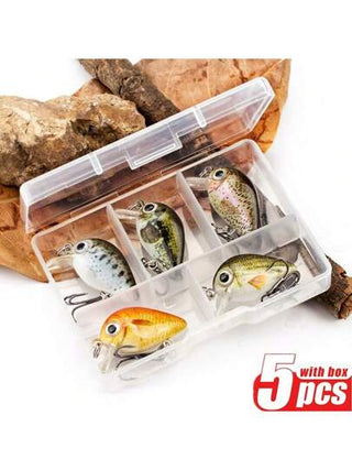 5 قطع طعم صيد كرانك مع علبة تخزين، تصميم واقعي لطعم الصيد مع الاكسسوارات، هدية صيد رائعة للصيادين
