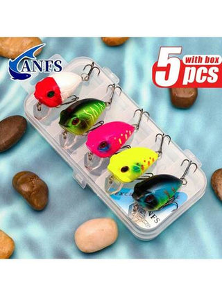 5 قطع طعم صيد كرانك مع علبة تخزين، تصميم واقعي لطعم الصيد مع الاكسسوارات، هدية صيد رائعة للصيادين