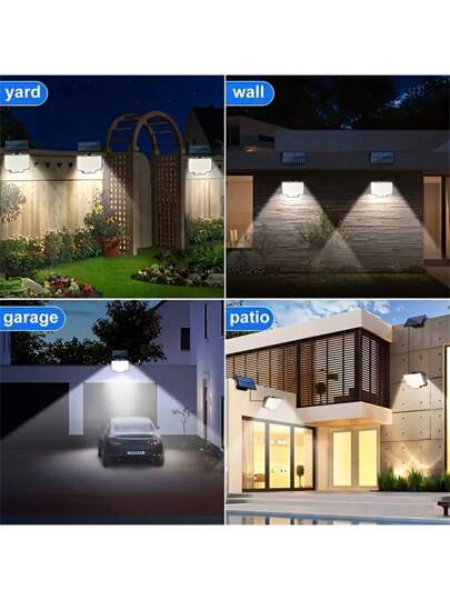 1 قطعة مصباح حائطي خارجي يعمل بالطاقة الشمسية، 200 مصباح ليد عالي السطوع، سهل التركيب، تحكم عن بُعد، بطارية 1800 مللي أمبير، عمر بطارية طويل، مناسب للاستخدام الخارجي في الحدائق