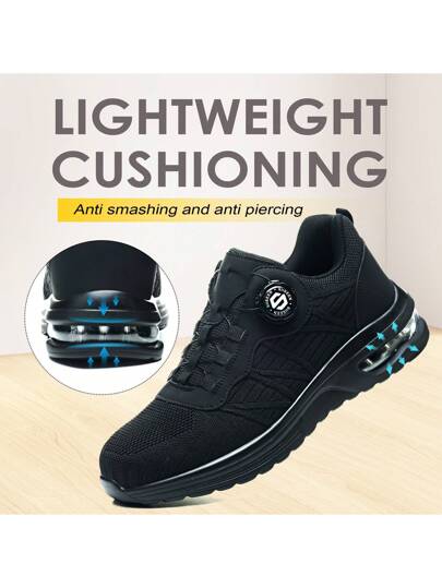 أحذية أمان جديدة لرجال ونساء تحتوي على أطراف معدنية للأصابع، مضادة للتهشيم والاختراق، خفيفة الوزن وعصرية باللون الأسود