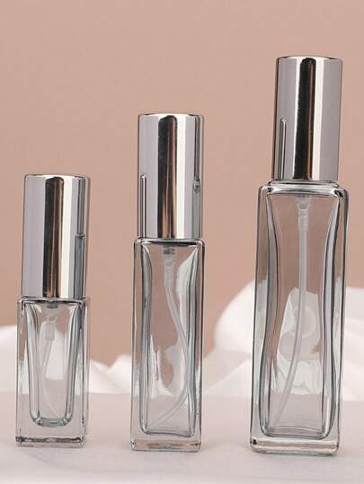 3 قطع من زجاجات التوزيع الزجاجية الشفافة، بسعات 5 مل و10 مل و20 مل، زجاجات رذاذ عطر مربعة فارغة، أبخرة تجميلية قابلة لإعادة التعبئة للسفر