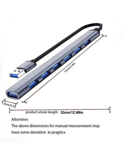 موزع USB 3.0 مكون من 7 منافذ ، موزع USB من الألومنيوم ، موسع USB للكمبيوتر المحمول والكمبيوتر الشخصي وأجهزة آي ماك وسيرفر برو والأجهزة السطحية وأقراص التخزين الخارجية والطابعات والكاميرات وغيرها