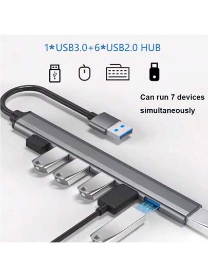 موزع USB 3.0 مكون من 7 منافذ ، موزع USB من الألومنيوم ، موسع USB للكمبيوتر المحمول والكمبيوتر الشخصي وأجهزة آي ماك وسيرفر برو والأجهزة السطحية وأقراص التخزين الخارجية والطابعات والكاميرات وغيرها