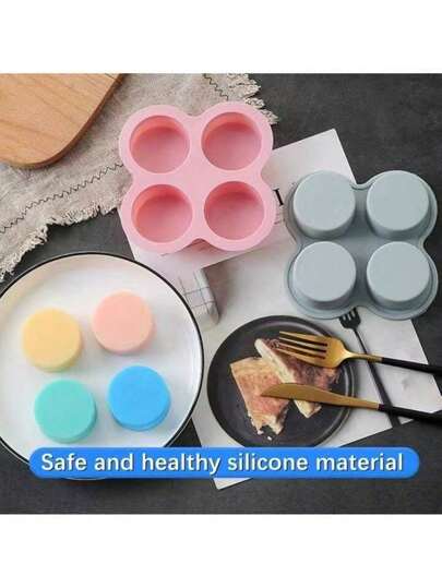 SHEIN قالب بيض سيليكون قابل لإعادة الاستخدام لقلاية الهواء ، صينية خبز قلاية الهواء غير لاصقة ، صينيات كعك السيليكون للخبز ، صينية أرغفة الهمبرغر ، ملحقات قلاية الهواء ، 4 تجاويف