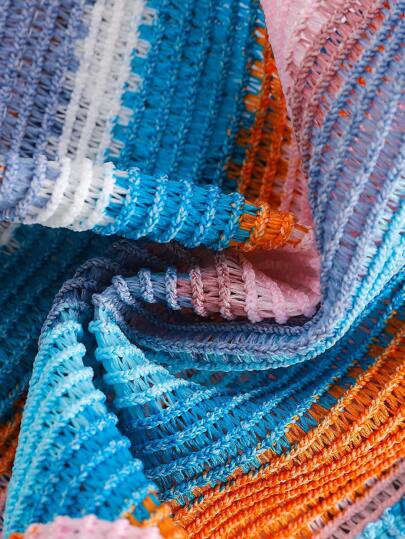 طقم مكون من قطعتين من لباس علوي قصير بدون أكمام مطرز بالزهور ومخطط للبنات الصغيرات وشورت بخصر مطاطي، ملابس كاجوال للارتداء اليومي والشاطئ والصيف