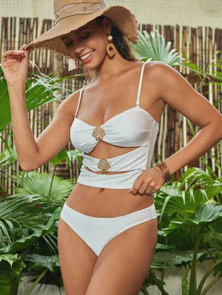 طقم تانكيني حريمي Swim Chiccia بلوزة بدلة السباحة المنفردة بأرضية معدنية فارغة ملونة لمرأة