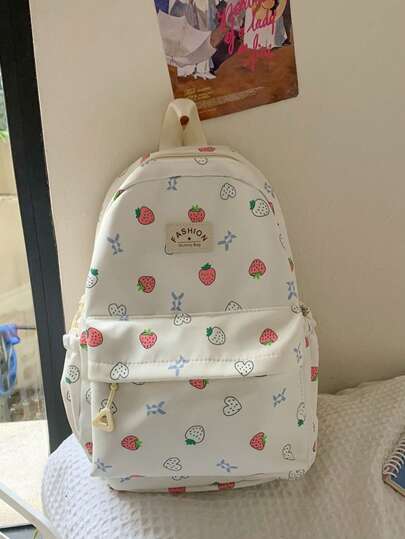 الإصدار الجديد لحقيبة الظهر الصغيرة بتصميم فتاة الفراولة الجميلة، بتصميم طازج وبسيط، حقيبة ظهر للطلاب والسفر واوقات الفراغ