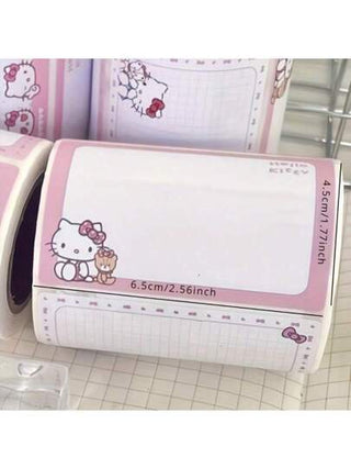 Sanrio 150 قطعة ملصقات لاصقة ذاتية الإلصاق من هالو كيتي من سانريو - ملصقات كرتون لطيف ذو إلصاق قوي للكتابة اليومية والرحلات وعلامات الأمتعة، بتصميم وردي براق، مثالي للطلاب (1 لفة), عودة إلى المدرسة