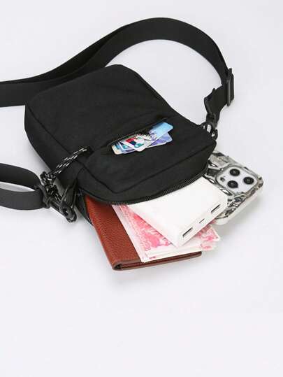 1 حقيبة كتف اجتماع للرجال مربعة مع حزام قابل للتعديل، ضروريات السفر الخفيفة، حقيبة صيفية للتنزه والخروج والتنقل، نايلون بلون صلب، هدايا شخصية للرجال والمراهقين، حقيبة هاتف صغيرة، حقيبة ظهر صغيرة