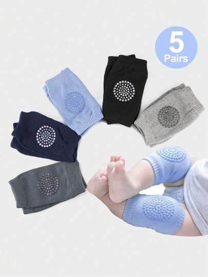 5 أزواج وسادات ركبة مضادة للانزلاق لزحف الأطفال الرضع من كلا الجنسين، تحمي ركبة الطفل أثناء الزحف