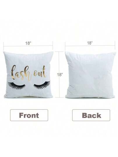 أثاث مكتبي 1 غطاء وسادة زخرفية فوط ناعم جداً مطبوع عليه رسوم غلوفية مذهبة ،قياس 45 * 45 سم ، مطبوع عليه شفاه وأهداب وكلمة الحب ،مناسب للأريكة والكرسي والسرير والسيارة