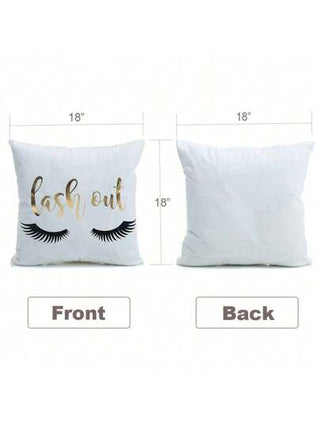 أثاث مكتبي 1 غطاء وسادة زخرفية فوط ناعم جداً مطبوع عليه رسوم غلوفية مذهبة ،قياس 45 * 45 سم ، مطبوع عليه شفاه وأهداب وكلمة الحب ،مناسب للأريكة والكرسي والسرير والسيارة