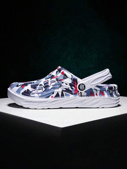 زوج من الكلوغز الخفيفة الوزن والمريحة للرجال، مفرغة لتهوية القدم، مقاومة للانزلاق، أحذية حدائق شبكية للرجال لفصل الصيف، صنادل غير قابلة للانزلاق سميكة الأربطة للاستخدام اليومي في الهواء الطلق