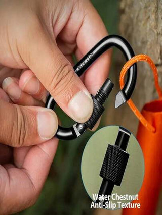 2 حلقة ألومنيوم على شكل D للتسلق والمغامرات في الهواء الطلق، خطاف معدني كحلقة مفاتيح، كلبة نابض، للتخييم والمشي لمسافات طويلة والصيد والتجديف