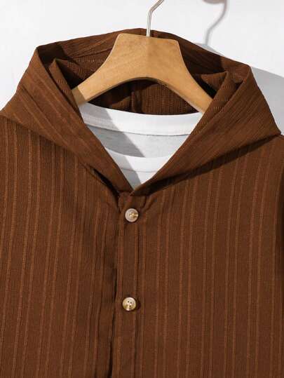 قميص كوري نسيج قماشي مطبوع بأكمام قصيرة مزود بقلنسوة مناسب للمراهقين، مناسب للتنقلات والمدرسة والاستخدام اليومي والأنشطة الخارجية والرياضة، موسم الربيع/الصيف