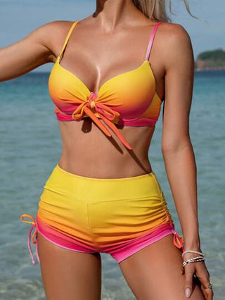 طقم تانكيني حريمي Swim Lushoire مجموعة بكيني من قطعتين بخطوط عتيقة، مبطنة وحمالة عريضة للنساء