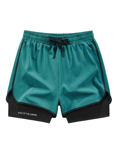 شورتات رجالية سريعة الجفاف ذات تصميم جانبي مخطط متباين، مناسبة للتدريب في الجيم والملابس الشارعية والمناسبات غير الرسمية