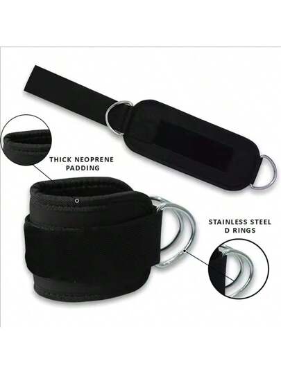 زوج قابل للتعديل مريح من أربطة الكاحل للياقة البدنية ،أربطة كاحل على شكل حلقة D للتمارين في الجيم ، تقوية عضلات الأرداف والساق